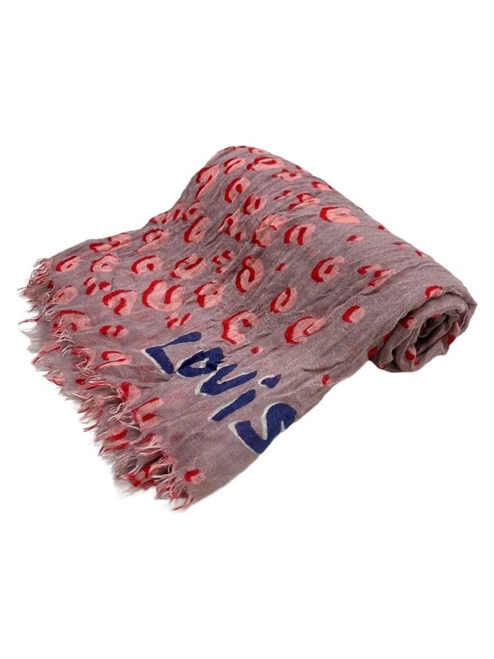 Louis Vuitton Shawl Purple Pink Leopard Print Scarf
